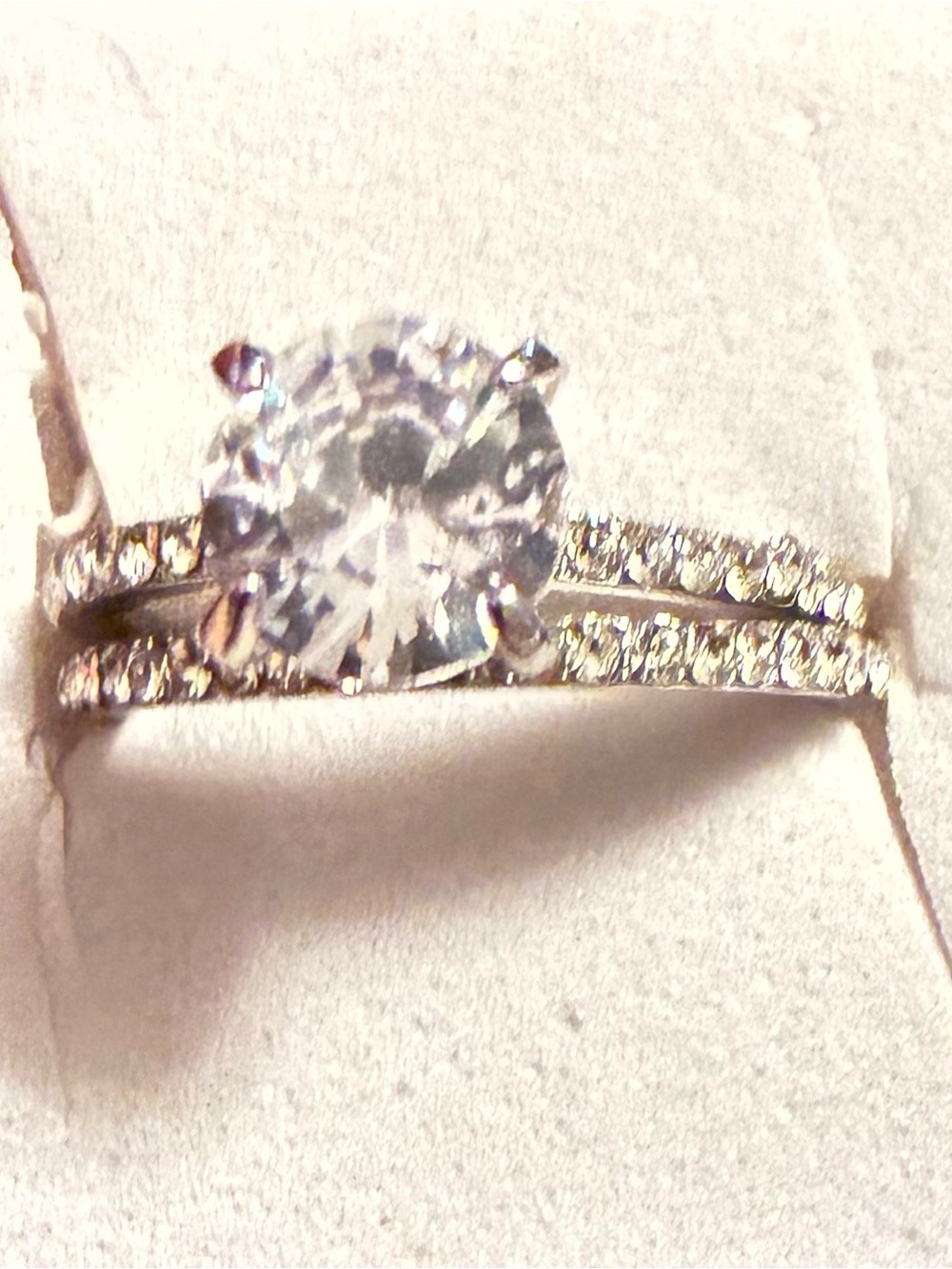 New Sterling Silver Cubic Zirconia Solitaire Wedding Engagement Ring Set Sz 7.5
